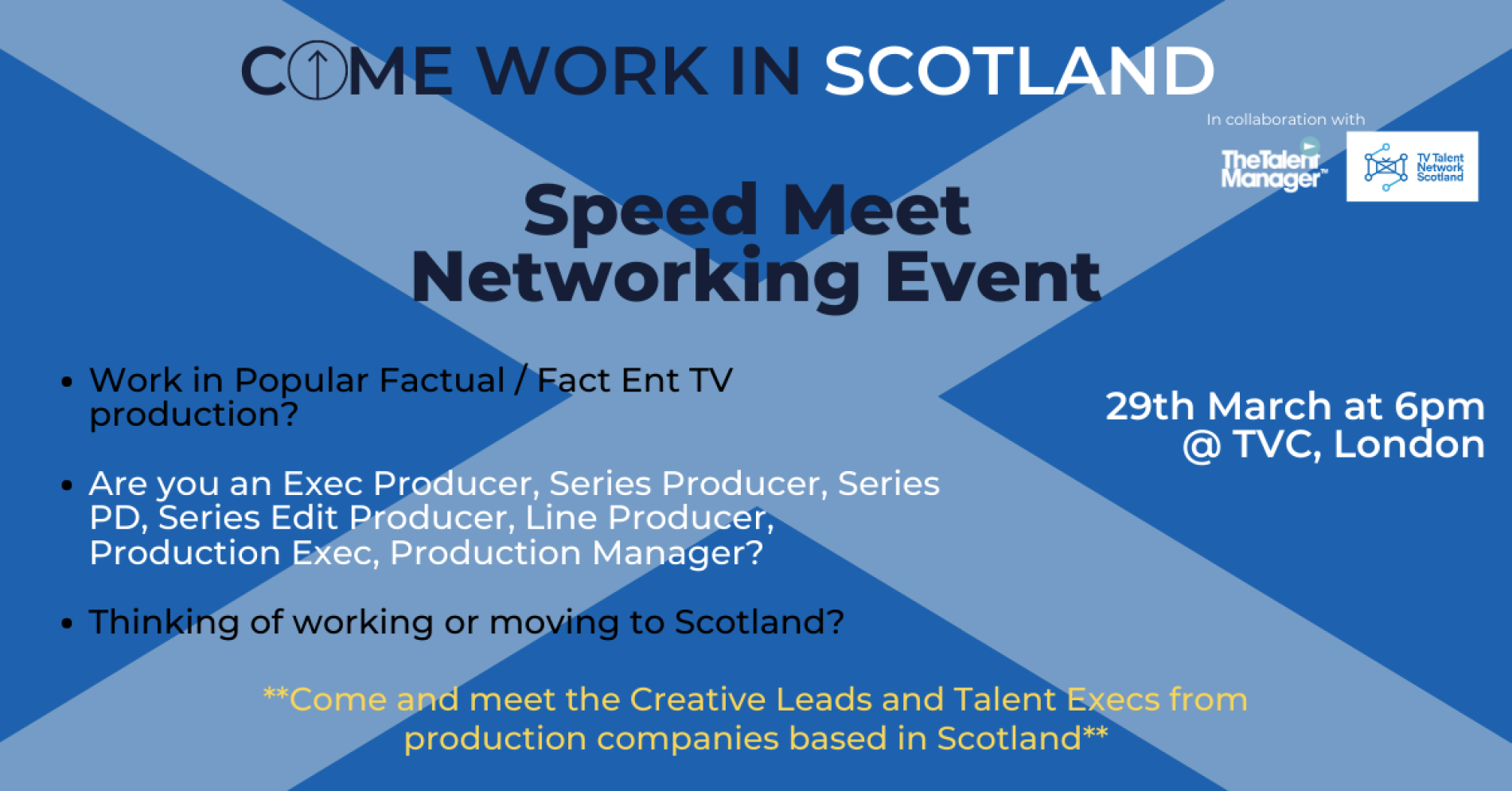 Come Work in Scotland - Speed Meet Networking Event
